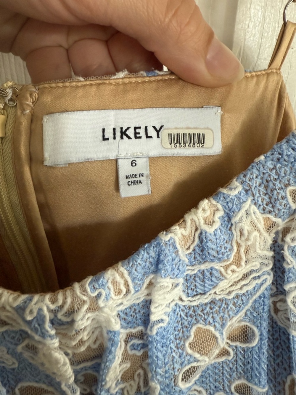 Likely Blue and Cream Lace Tiered Midi Dress - Picture 3 of 4